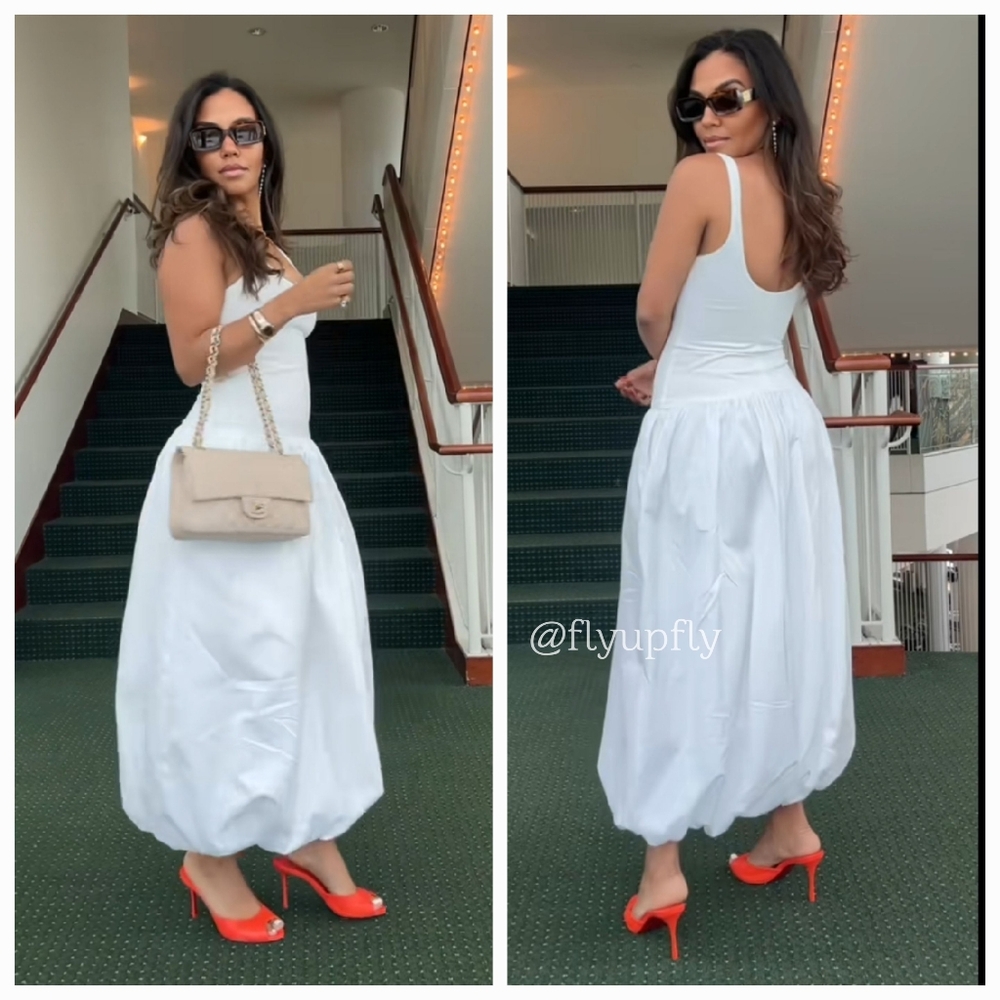 Zara Voluminous Balloon Midi Dress White Size S - Picture 7 of 15